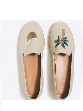 NWT J.Crew Tropical embroidered slip-on espadrille Flat